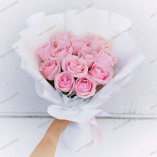 Dozen Pink Roses singapore delivery free
