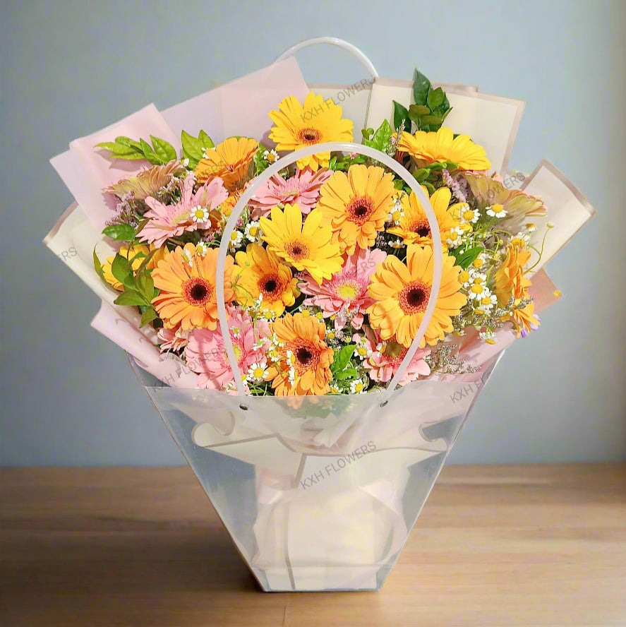 20 gerberas bouquet mixed colour singapore florist online delivery