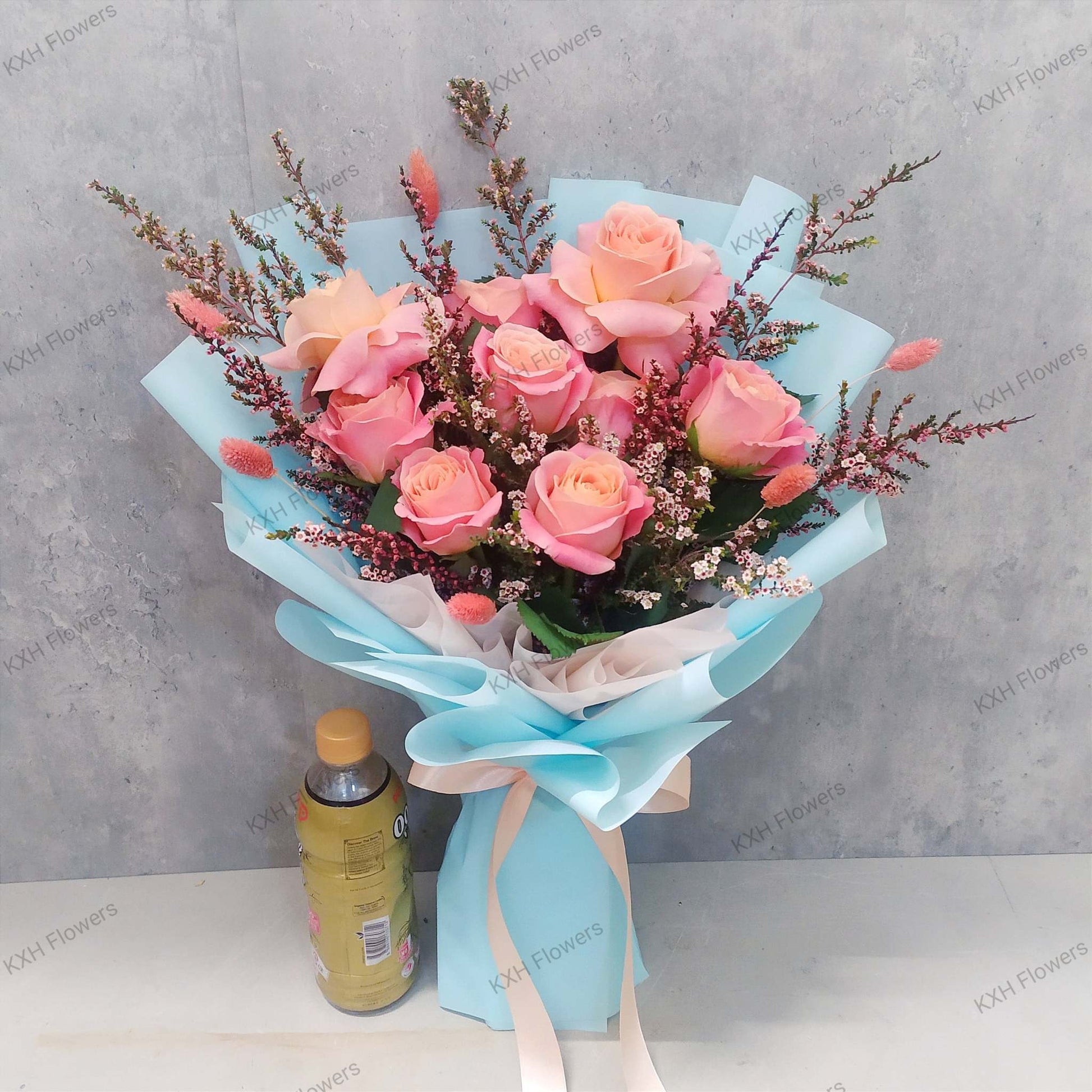 peach roses flower bouquet singapore free delivery