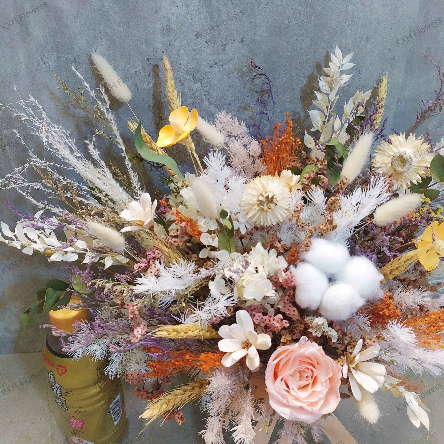 Peach Preserved Flowers in Vase singapore florist delivery