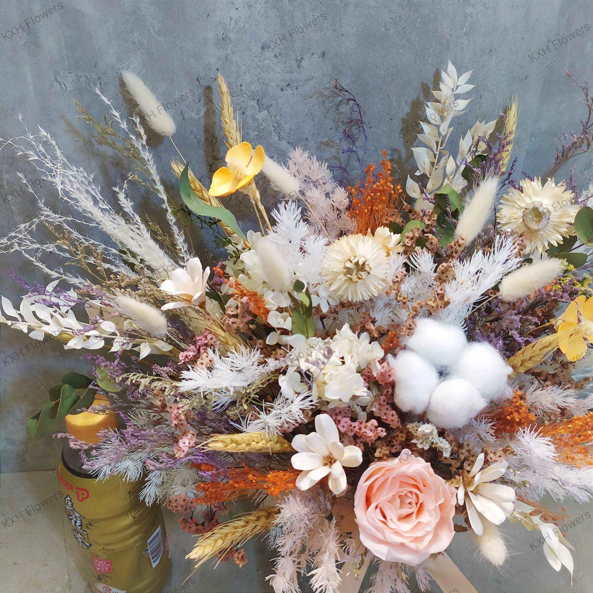 Peach Preserved Flowers in Vase singapore florist delivery