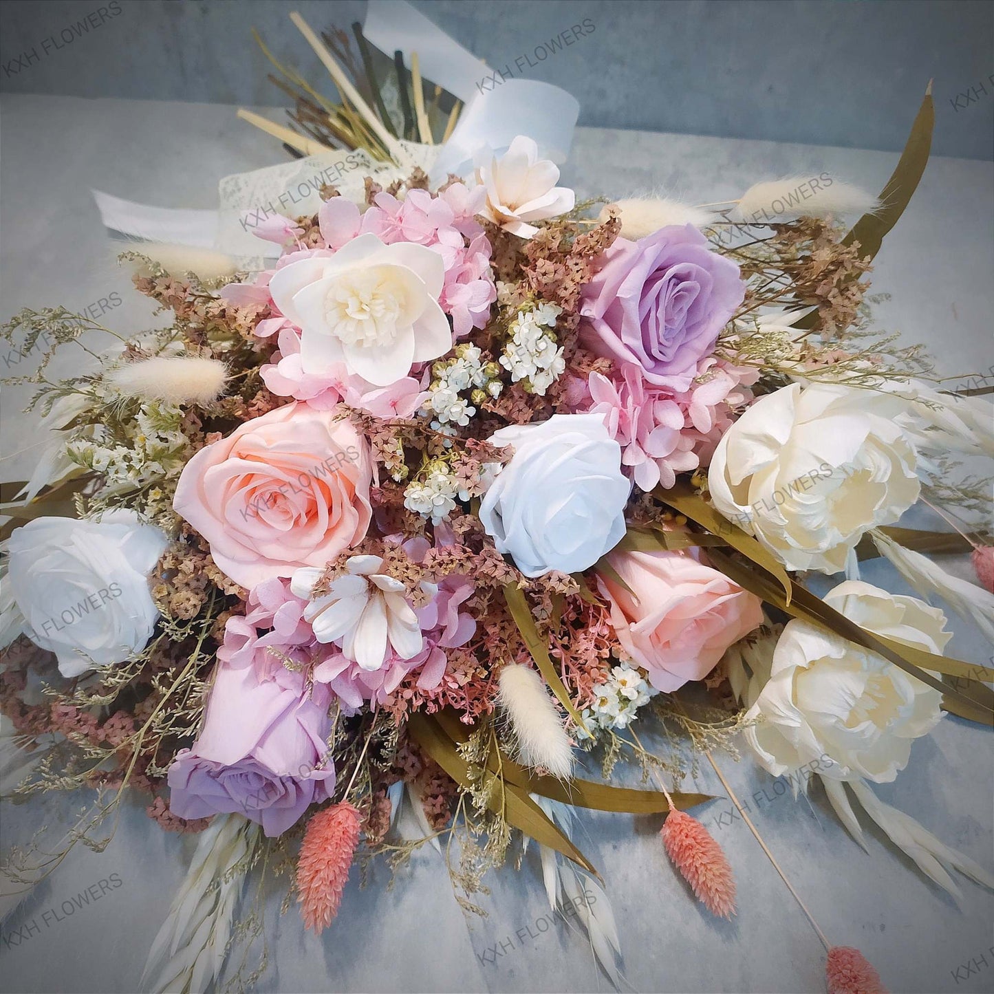 sola wood peonies preserved flowers bridal bouquet singapore delivery