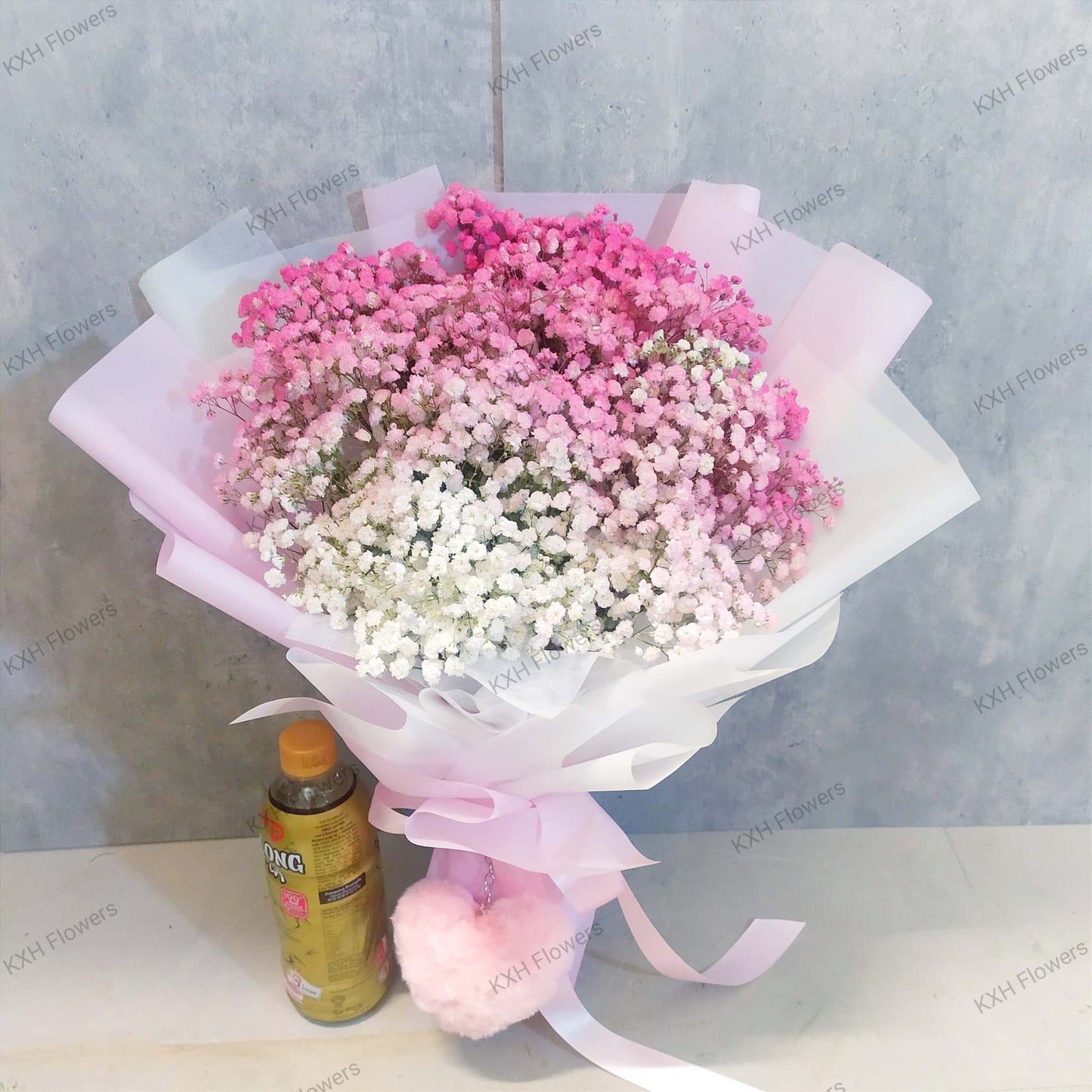 pink baby breath bouquet with free SG delivery