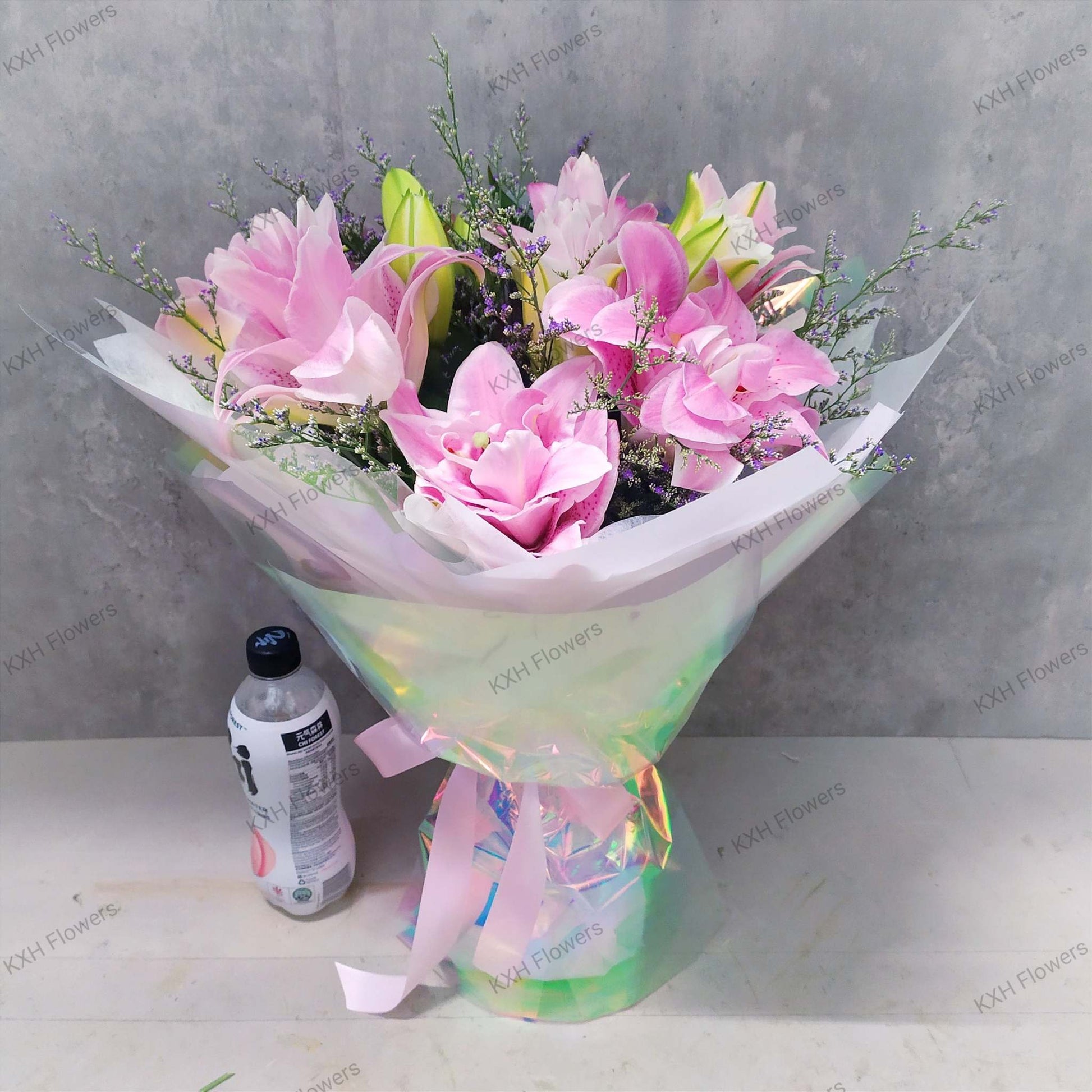 pink lily bouquet double petal lilies singapore free delivery