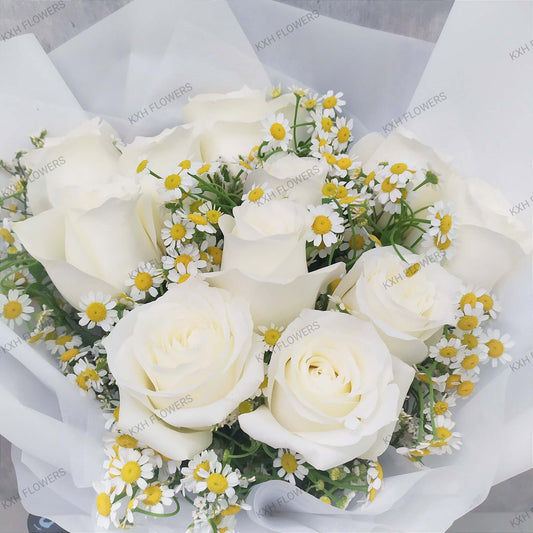 white roses bouquet singapore florist delivery