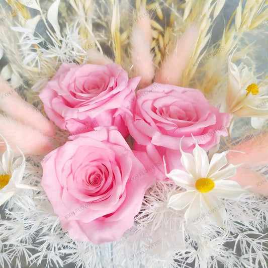 pink preserved rose arrangement singapore florist delivery