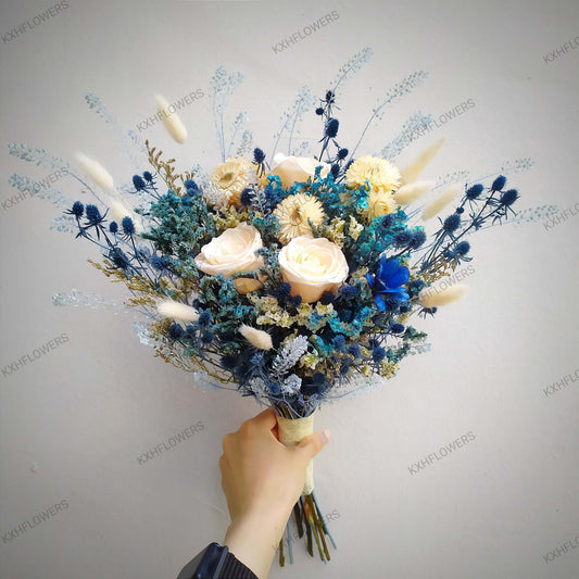 kallang florist delivery preserved flowers bridal bouquet champagne and blue