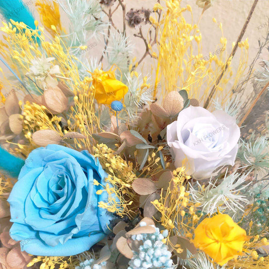 preserved blue rose floral arrangement singapore florist free delivery