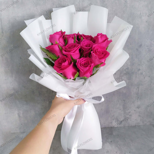 hot pink roses bouquet singapore flower delivery online