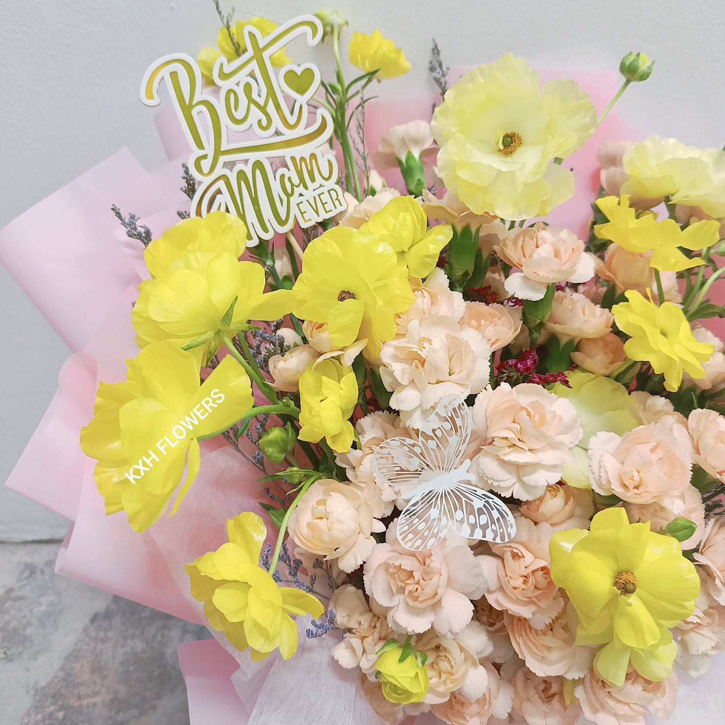 peach and yellow flowers carnations for mother's day sg online florist with free delivery
