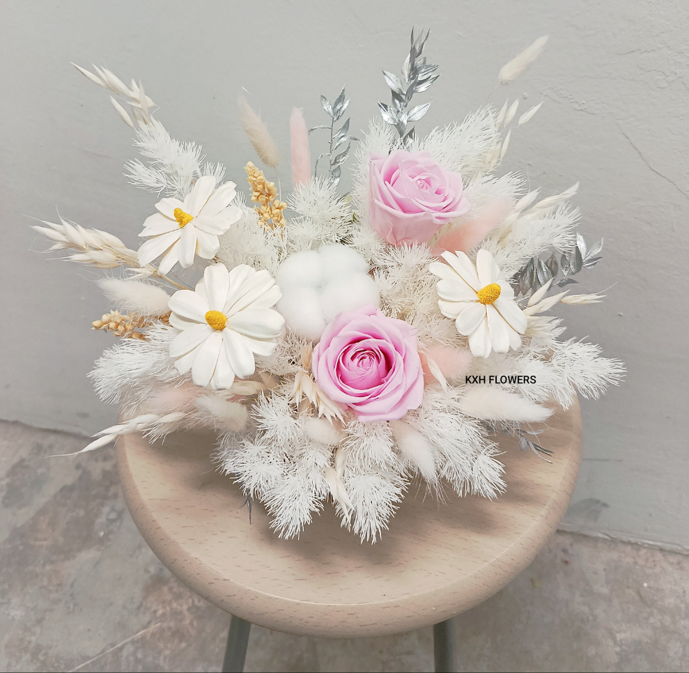 pink roses preserved floral arrangement singapore florist sg delivery
