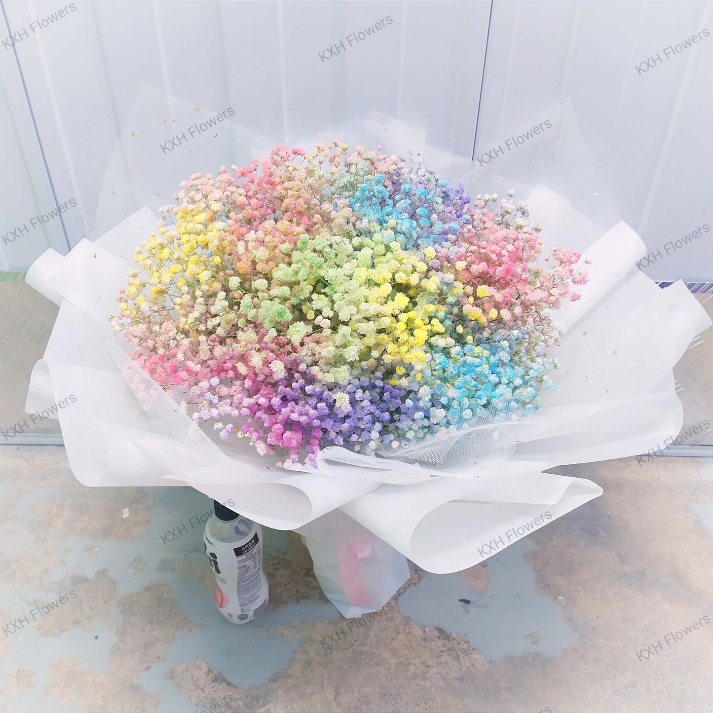 rainbow colour pastel baby breath gypsophilia big bouquet kallang florist free singapore delivery