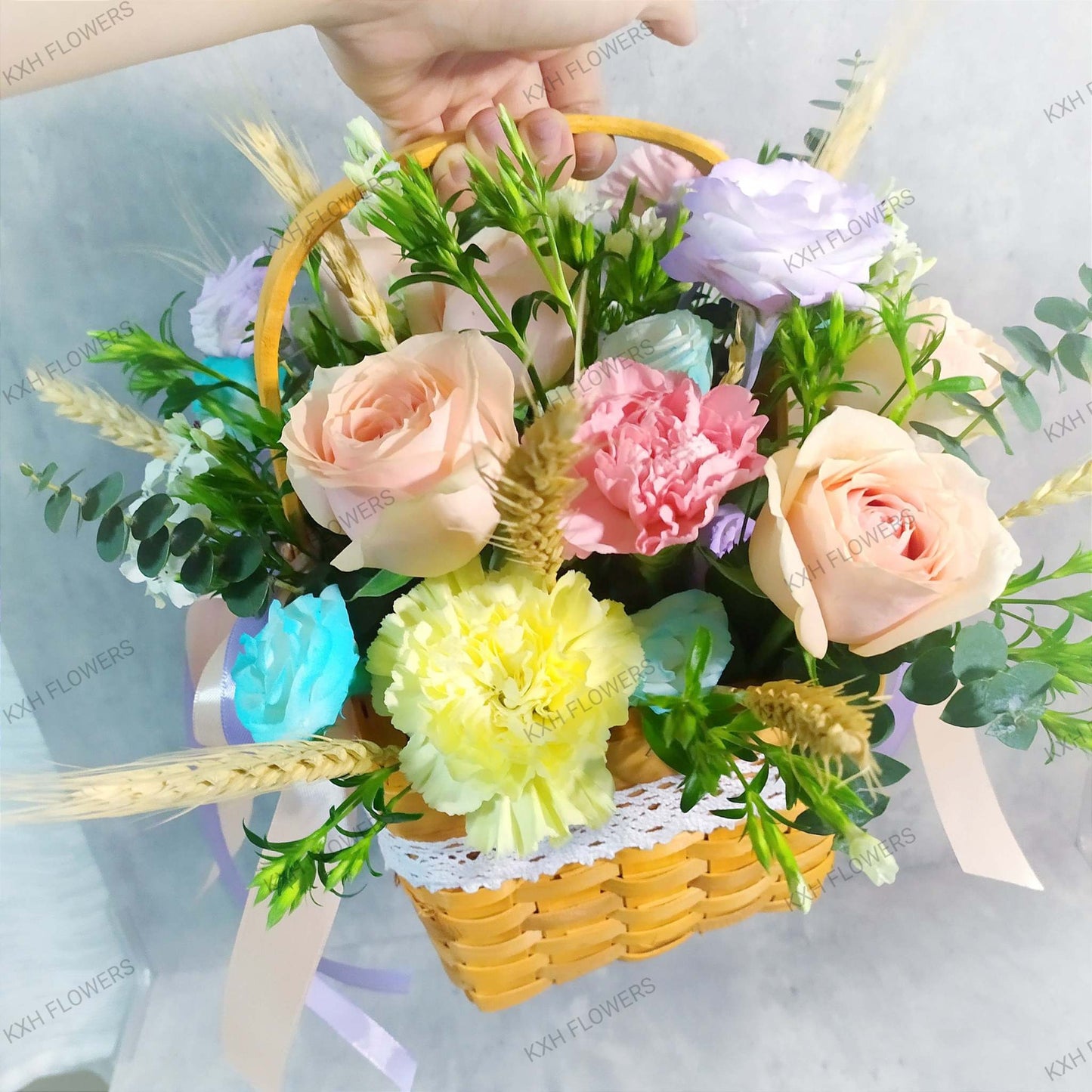 Pastel Flower Basket sg flower delivery kallang florist