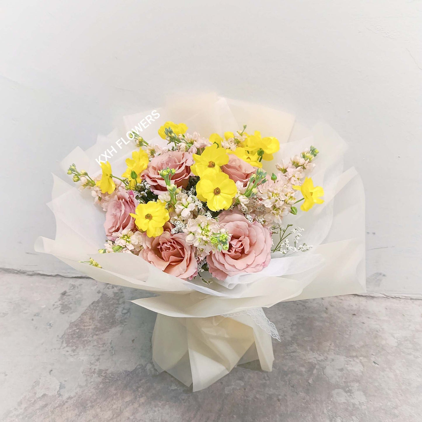8 brown roses champagne matthiola yellow butterfly ranunculus sg florist free delivery