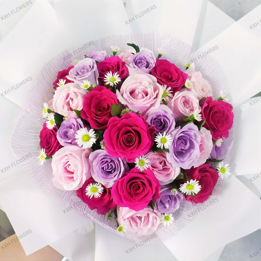 Heartbeat fresh roses bouquet singapore free delivery service