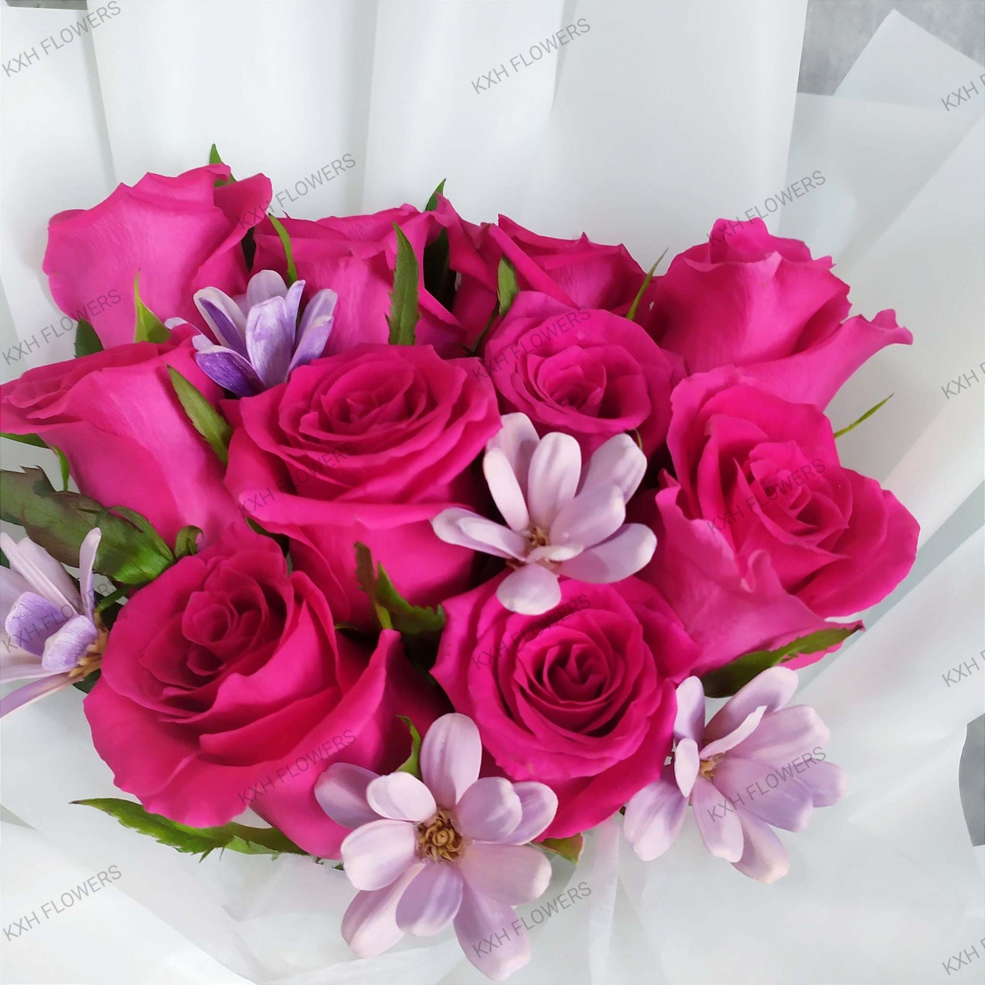 10 hot pink roses bouquet birthday flowers singapore online florist delivery