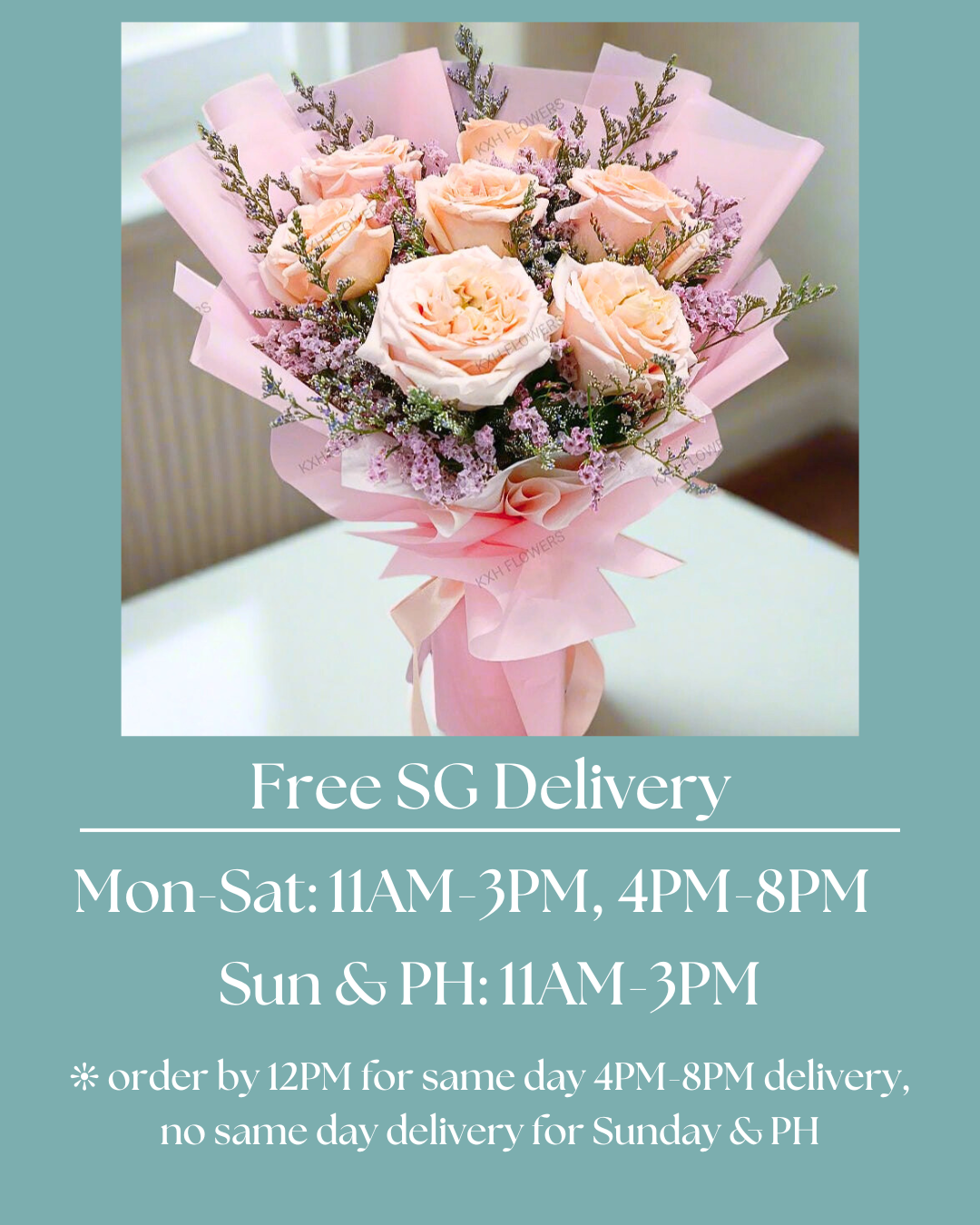 Mobile landing banner with pink roses and soft tones
