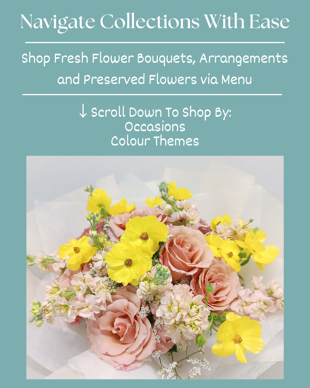 KXH Flowers mobile banner with pastel floral theme