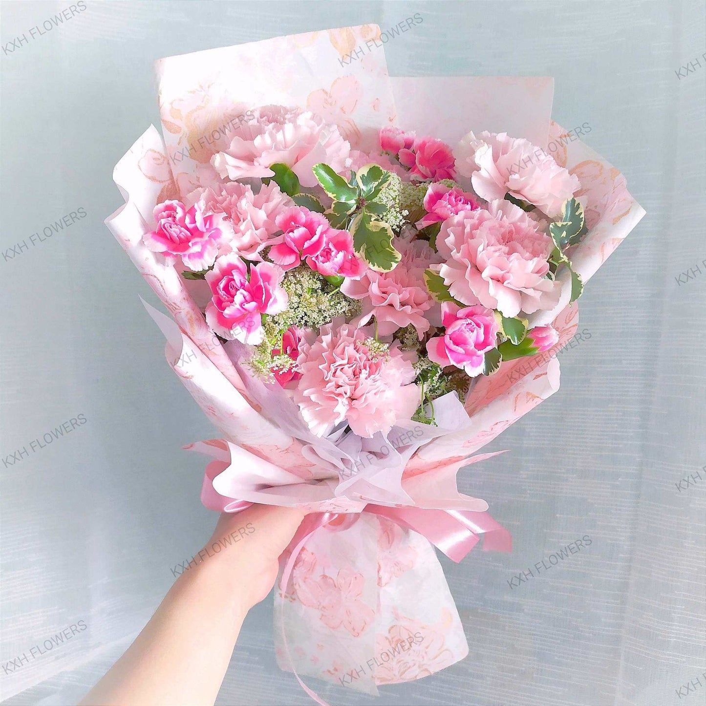 beautiful pink carnations bouquet mother day flower delivery SG