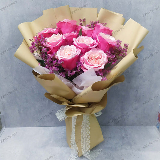 premium roses bouquet dual tone pink roses singapore flower delivery kallang florist