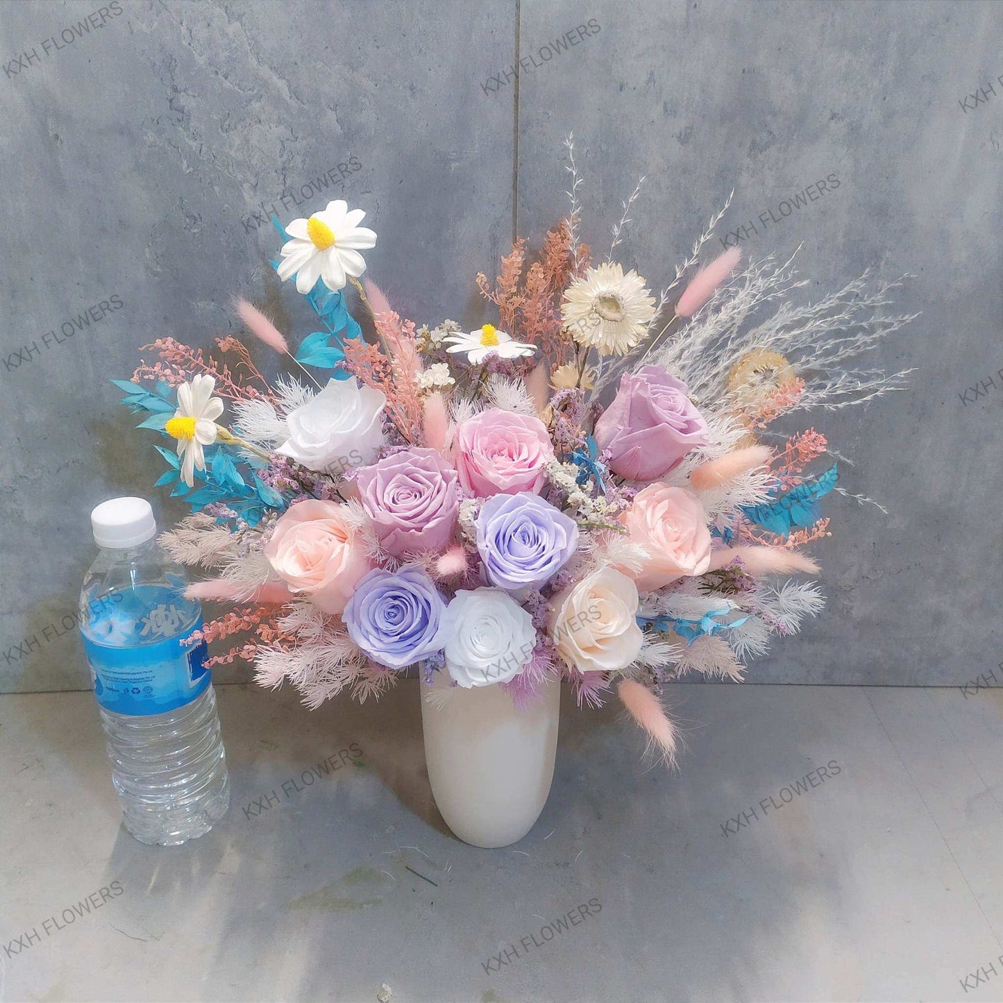 preserved floral arrangement pastel colours singapore free delivery