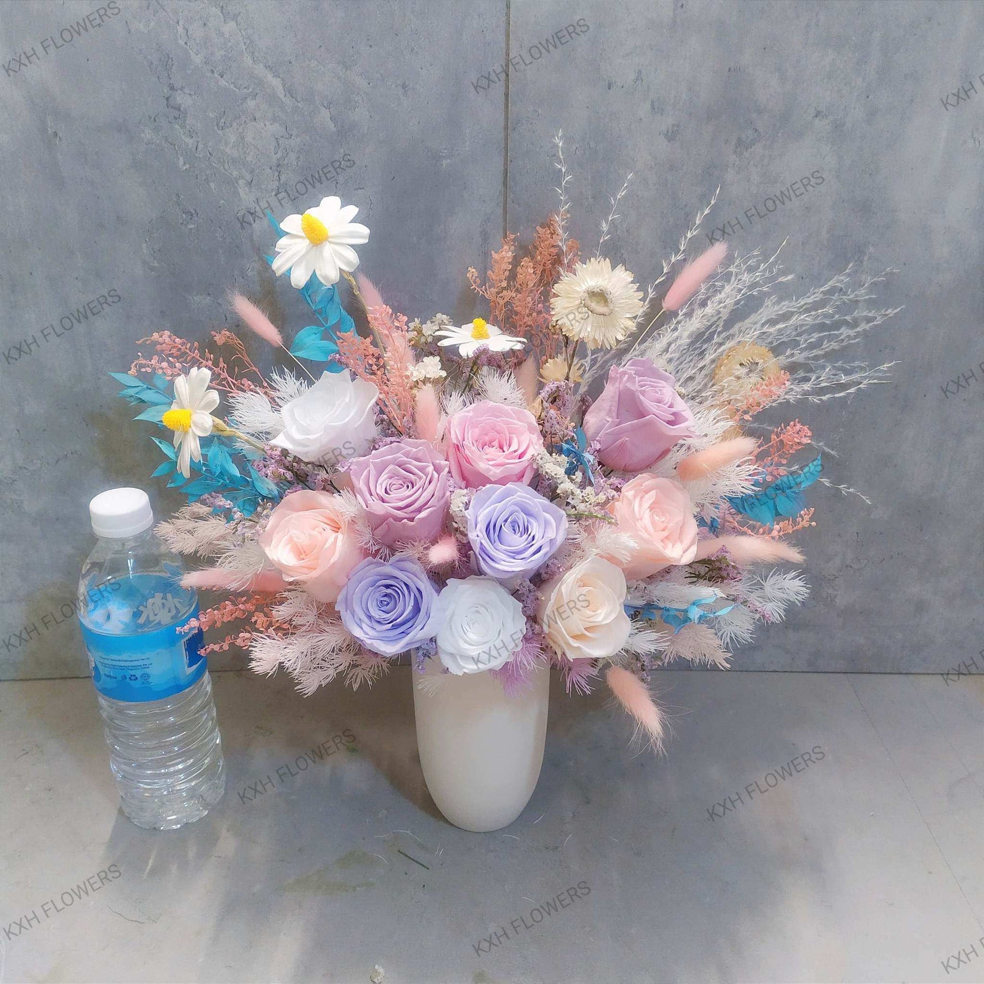 preserved floral arrangement pastel colours singapore free delivery