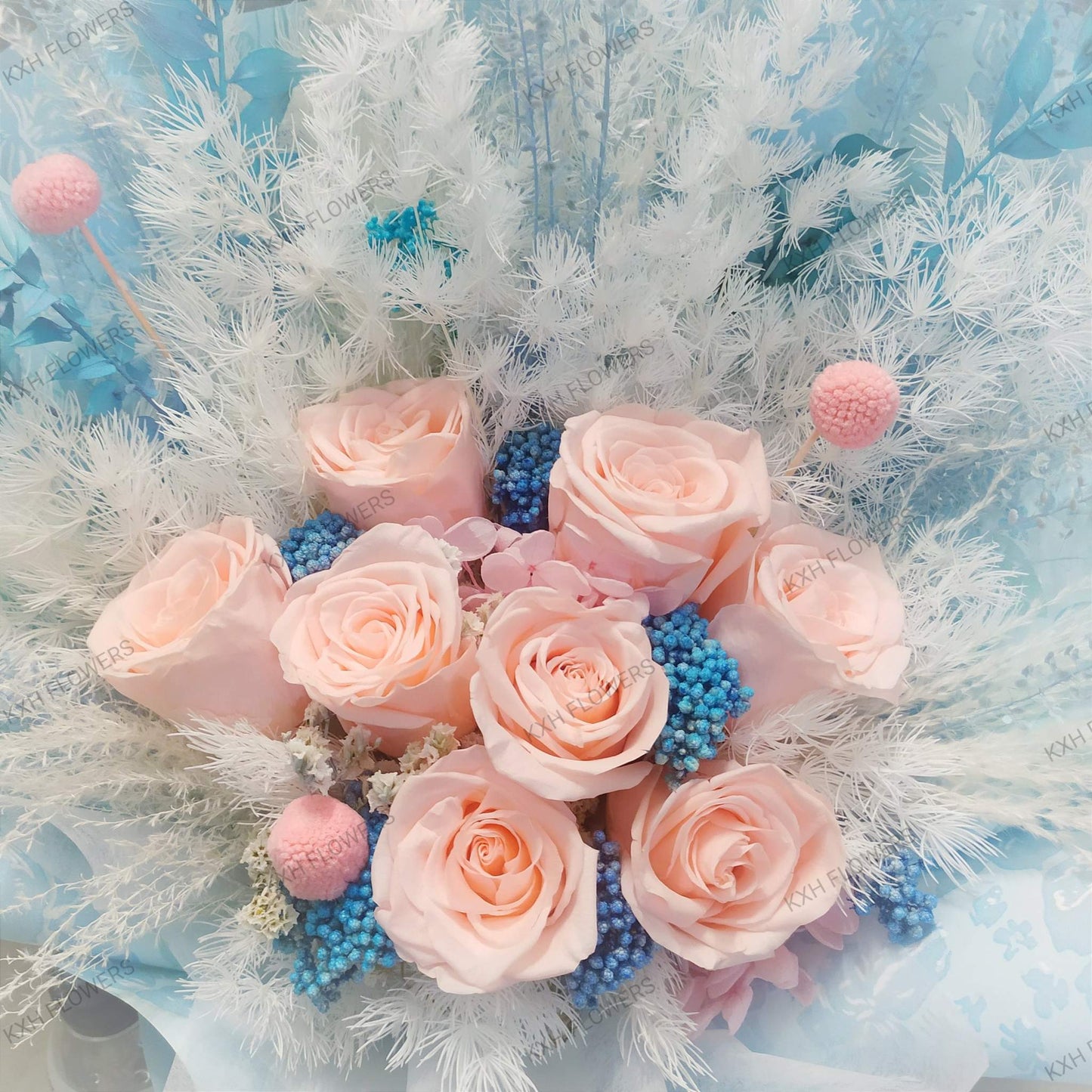 peach preserved roses singapore flower bouquet delivery