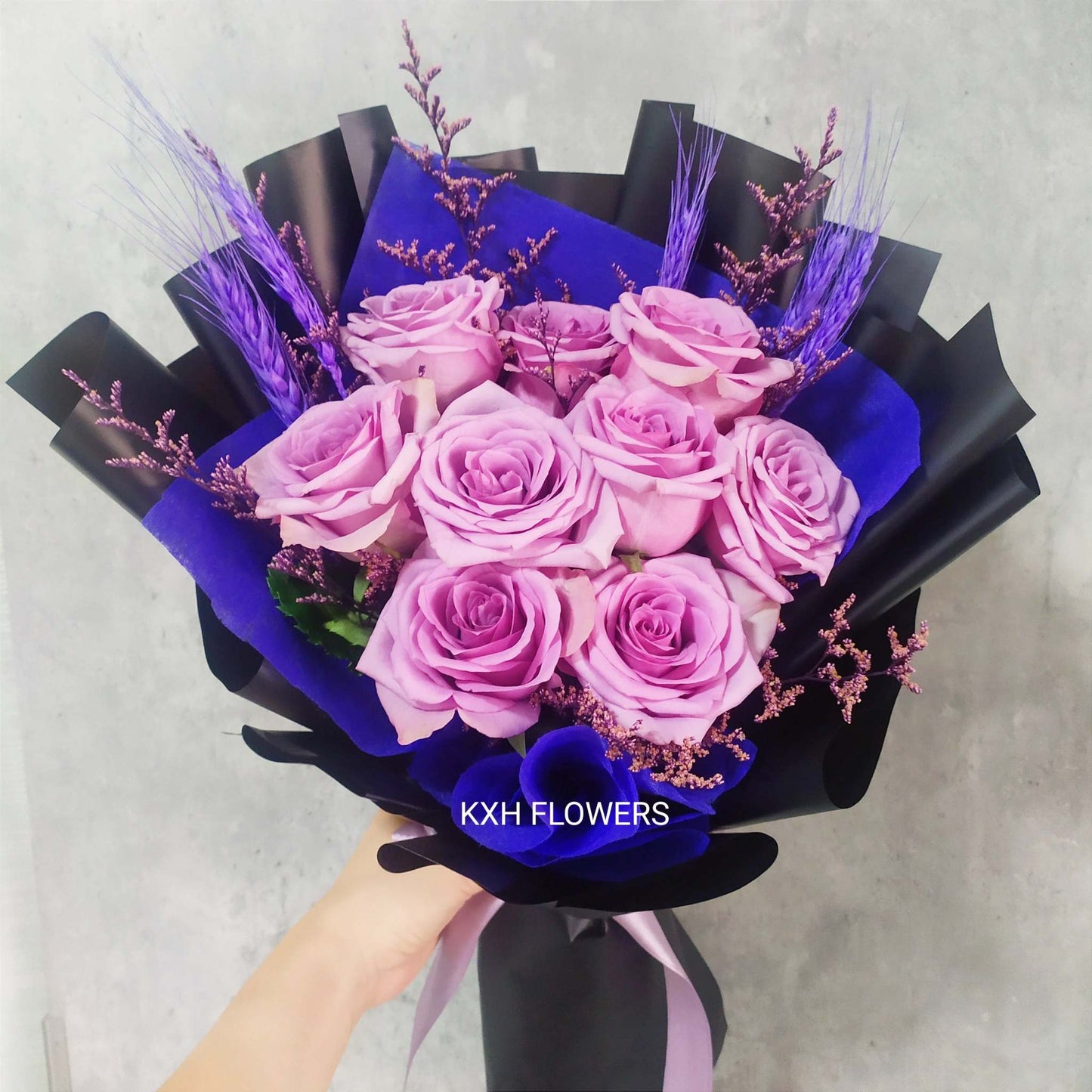 9 purple roses bouquet singapore best florists free delivery service