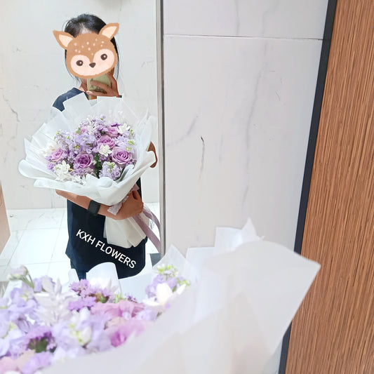 purple flower bouquet traditional round bouquet singapore florist online delivery