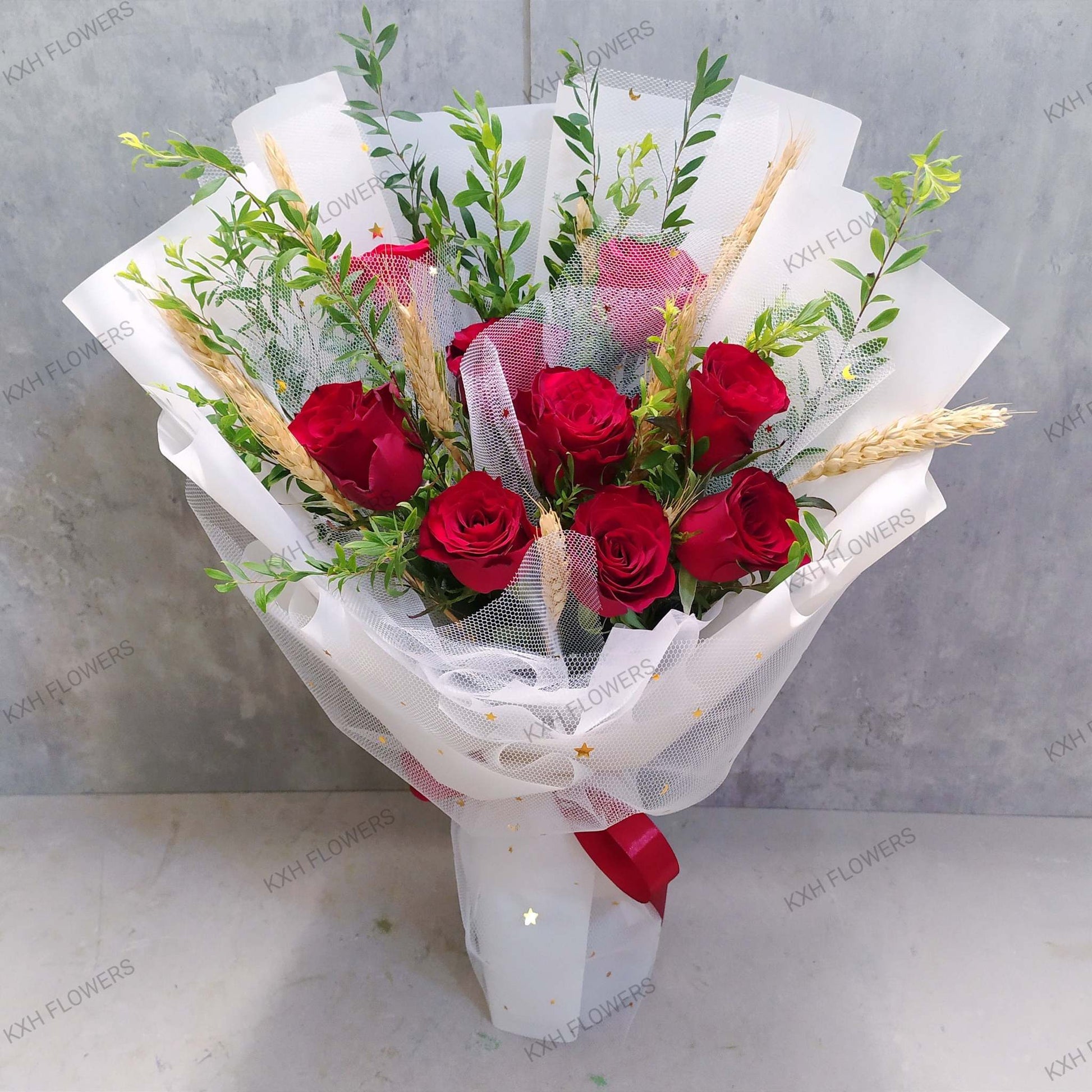 9 red roses bouquet starlight singapore florist delivery