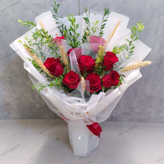 9 red roses bouquet starlight singapore florist delivery
