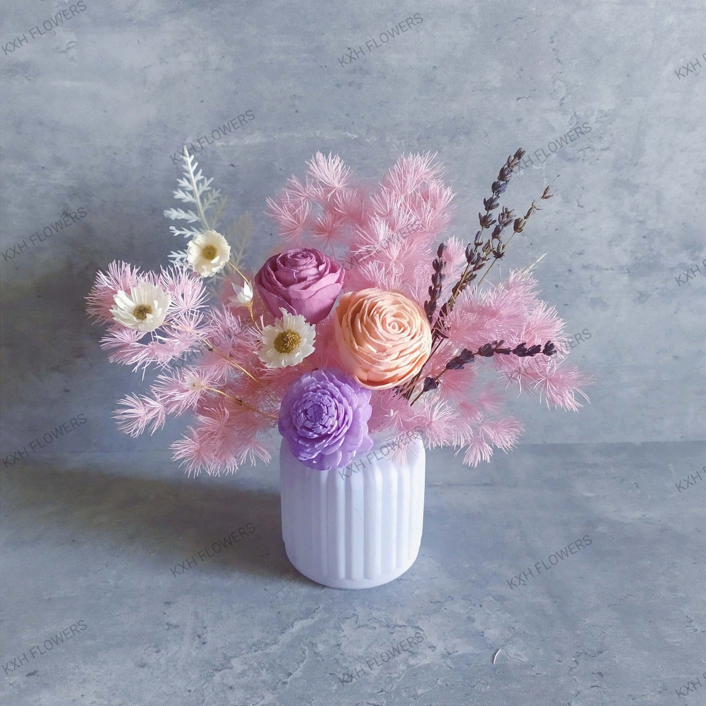 Lavender Peach small table flower arrangement singapore florist free delivery