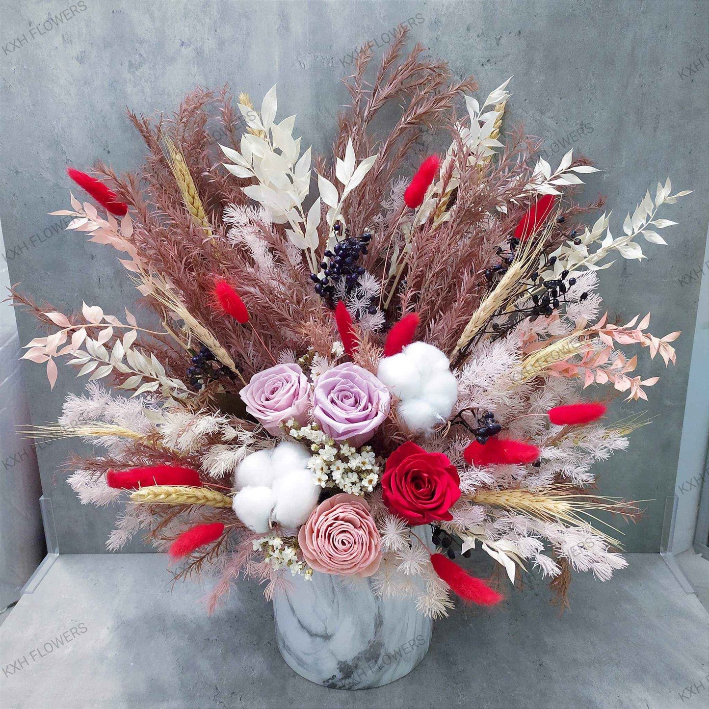 preserved flower arrangement in ceramic vase singapore florist free delivery