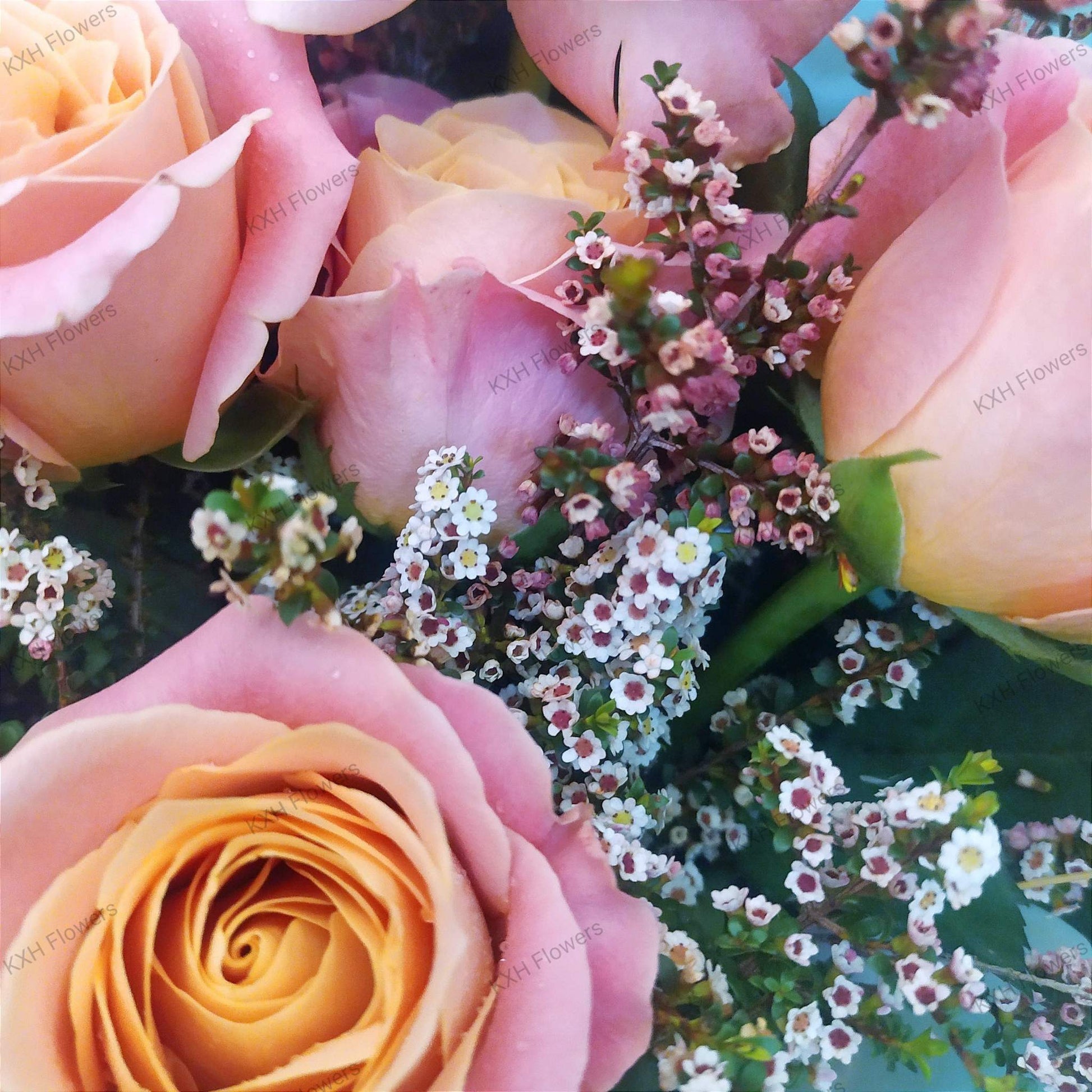 peach roses flower bouquet free singapore delivery