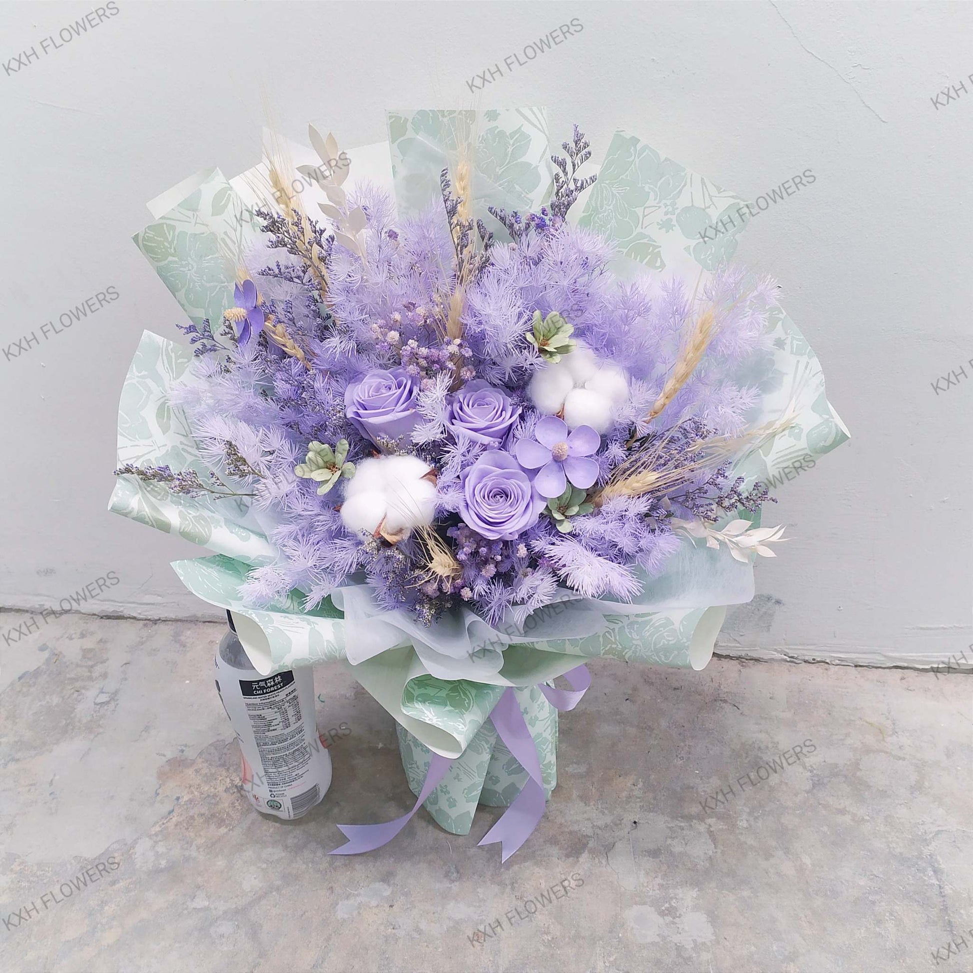 purple preserved roses flower bouquet singapore florist sg delivery