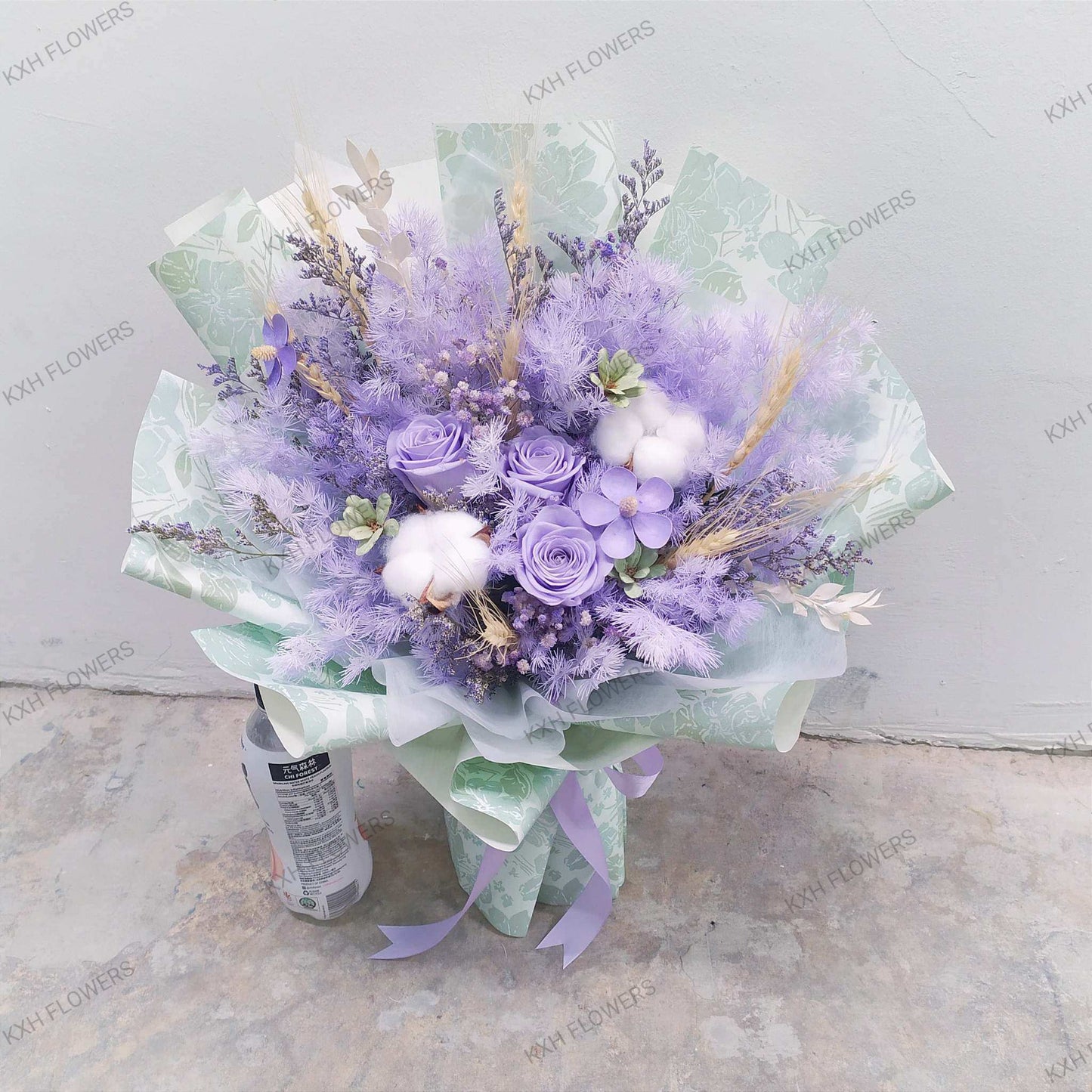 purple preserved roses flower bouquet singapore florist sg delivery
