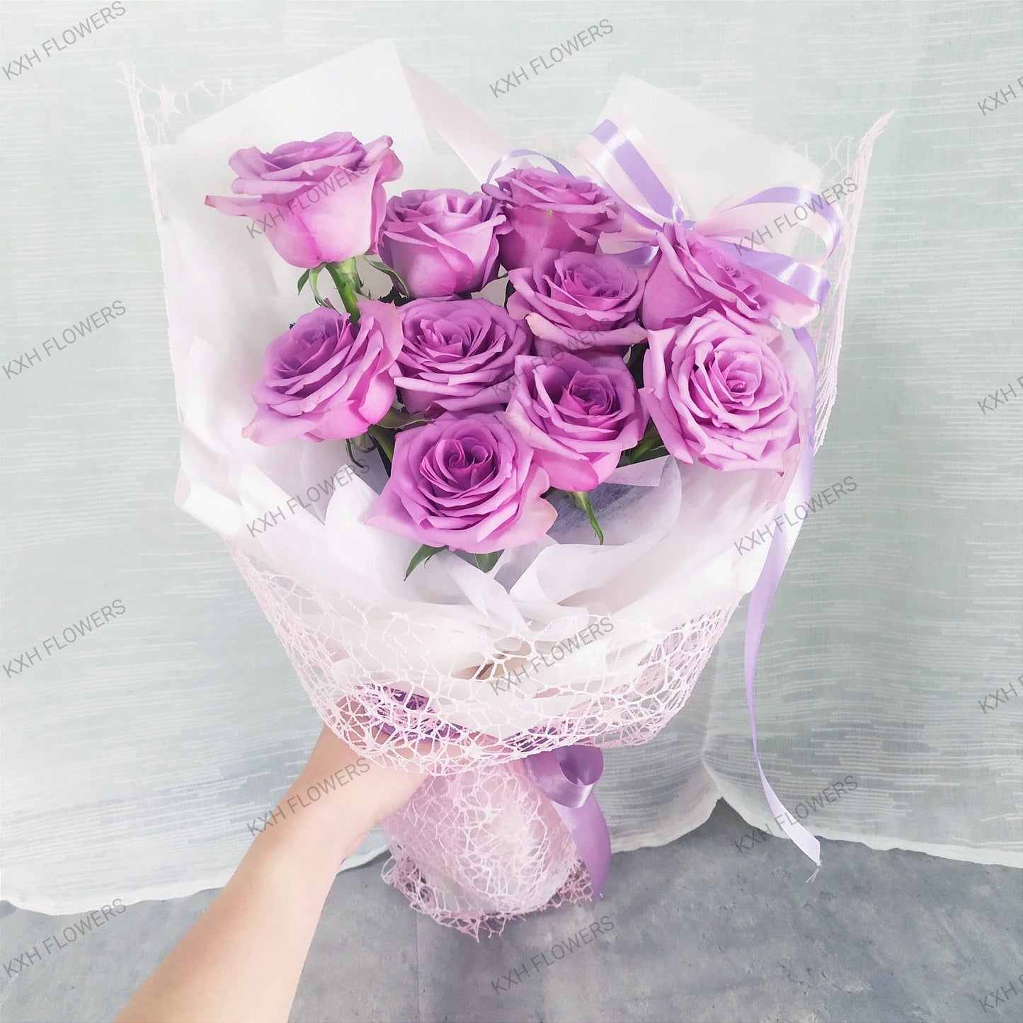 purple roses bouquet sugar rush free SG delivery