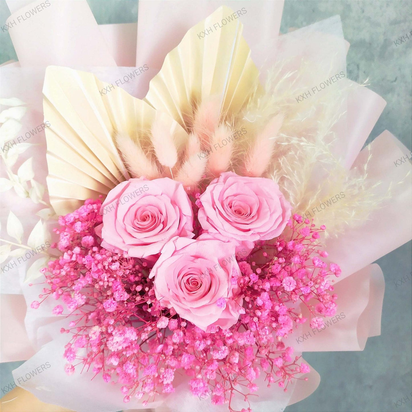 Pink Preserved Roses Bouquet - KXH Flowers