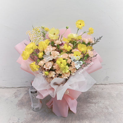 mother's day carnation bouquet with best mom ever tag sg florist free delivery