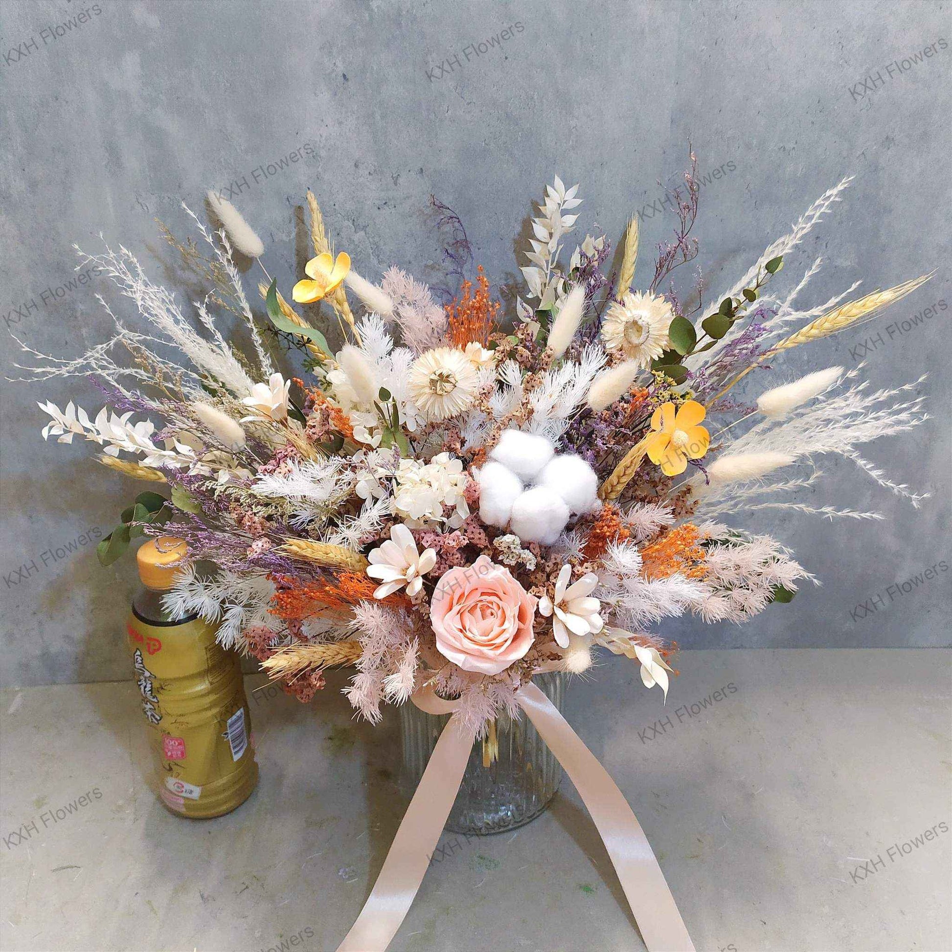 Preserved Flowers in Vase (Multiple Colour Themes) - KXH Flowers