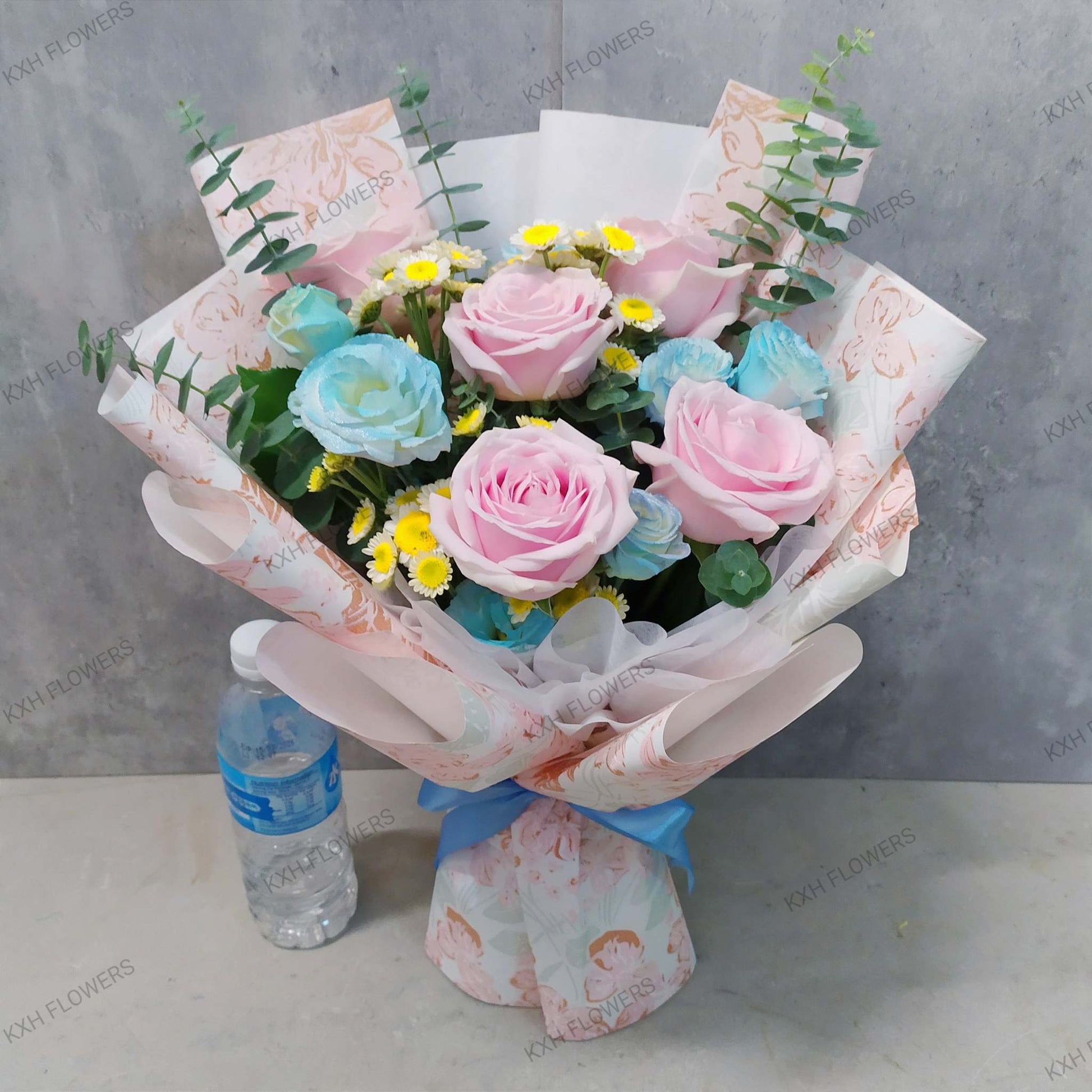 pink and blue bouquet sg florist online delivery