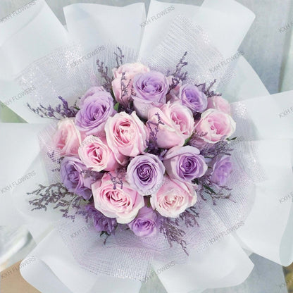 fresh flower bouquet pink and purple roses singapore florist with free delivery