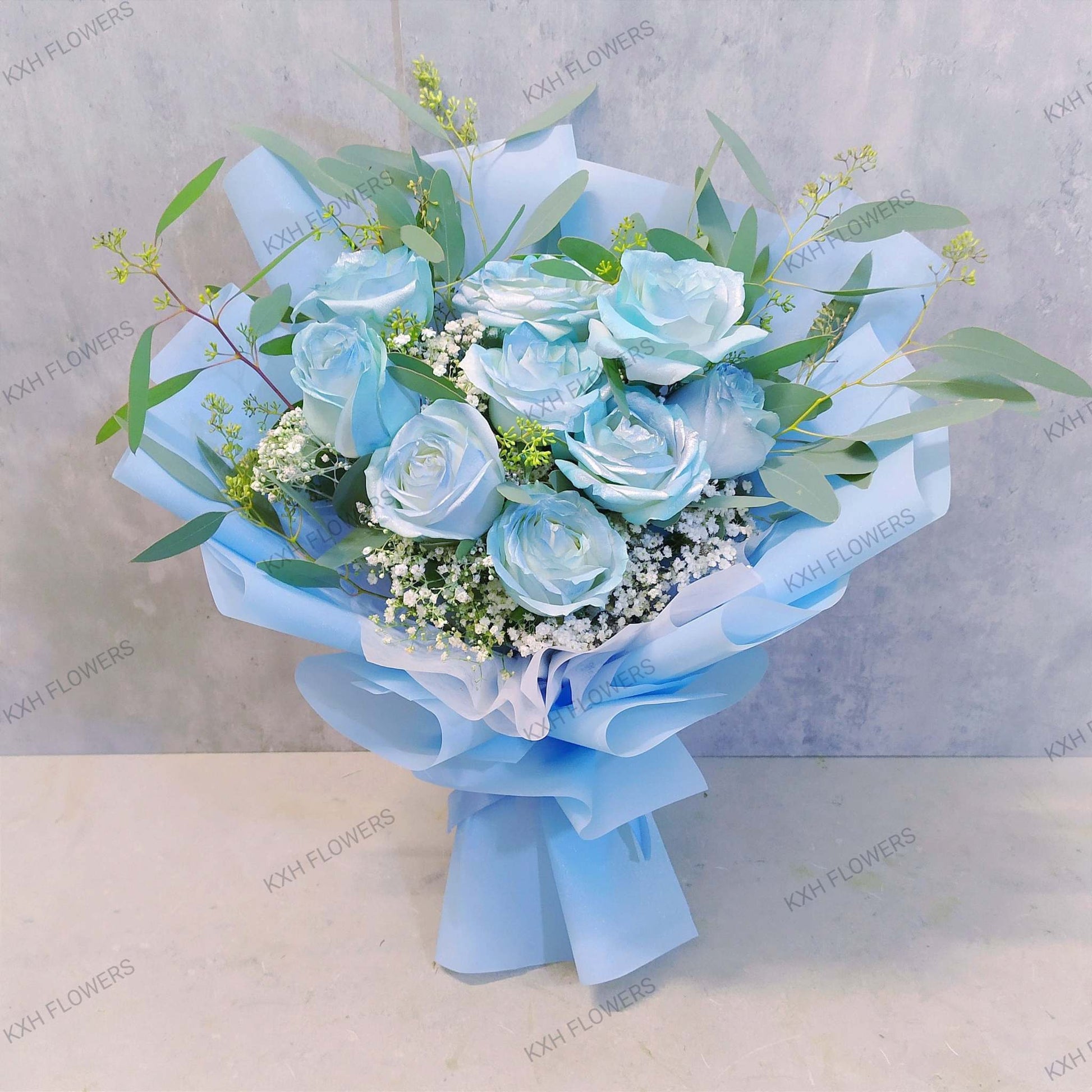 Blue Roses Bouquet - KXH Flowers