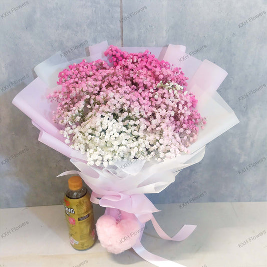 pink baby breath bouquet with free SG delivery