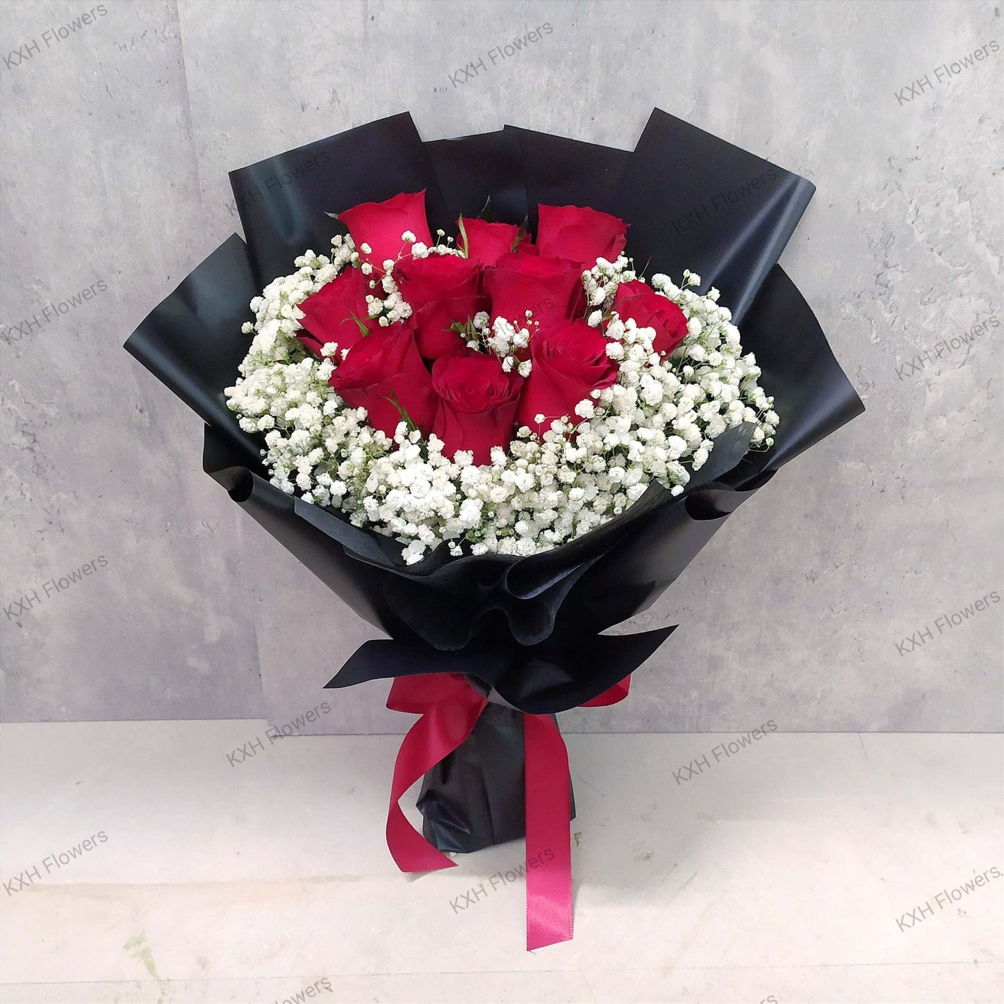 red roses and baby's breath singapore free delivery