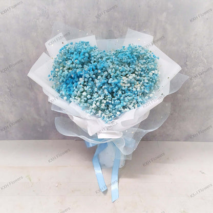 blue baby breath bouquet for valentine's day and anniversaries