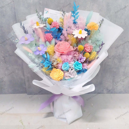 colourful preserved flowers bouquet singapore florist free delivery