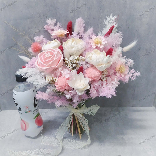 preserved pink bridal bouquet free delivery