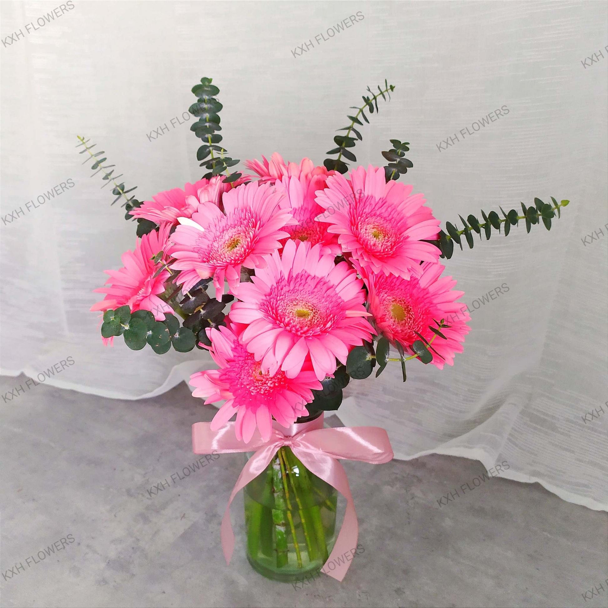 All Pink Gerberas Vase - KXH Flowers