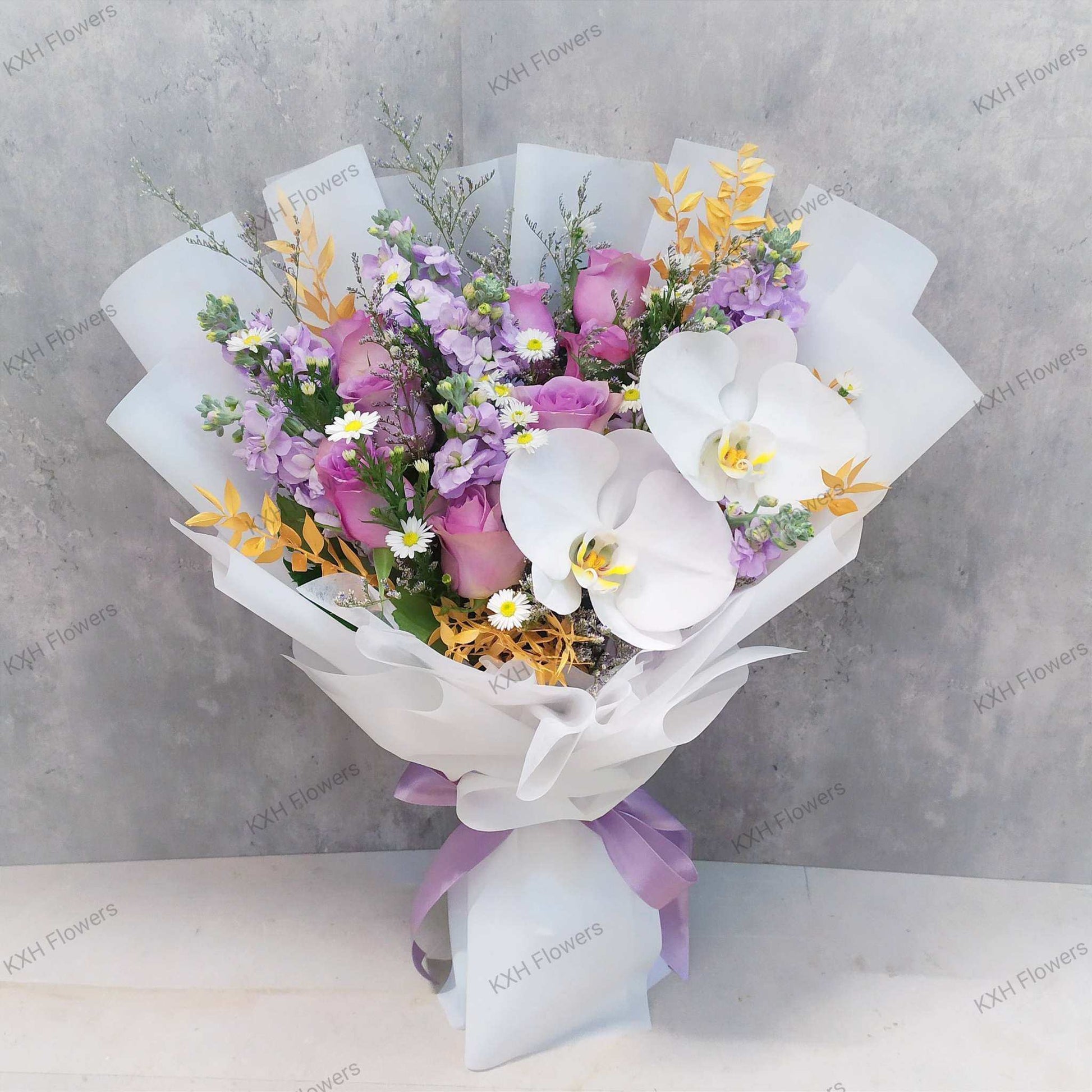 white orchid bouquet singapore delivery